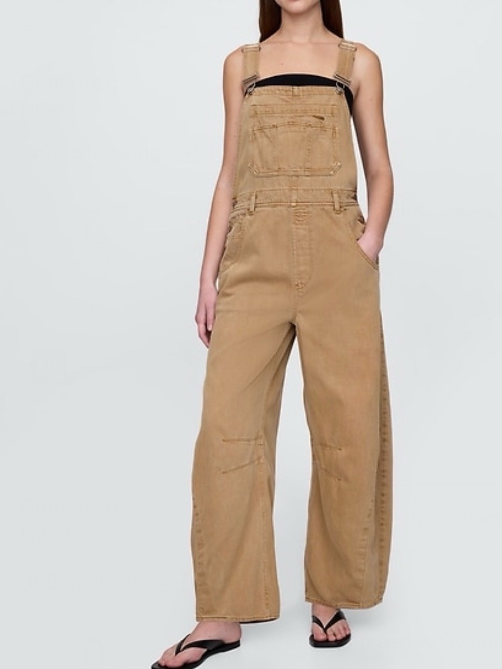 Gap ultra soft denim horseshoe overalls Mojave tan - petite XS